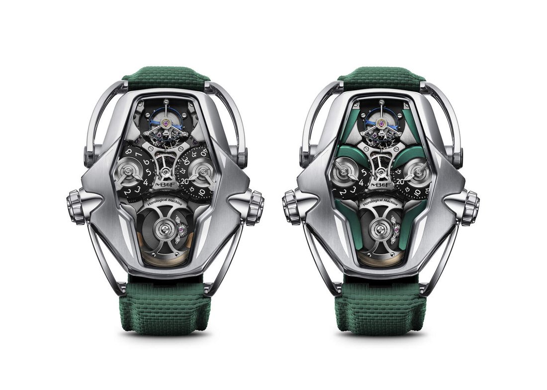 MB&F HM12 The Guardian, green, visor open and closed