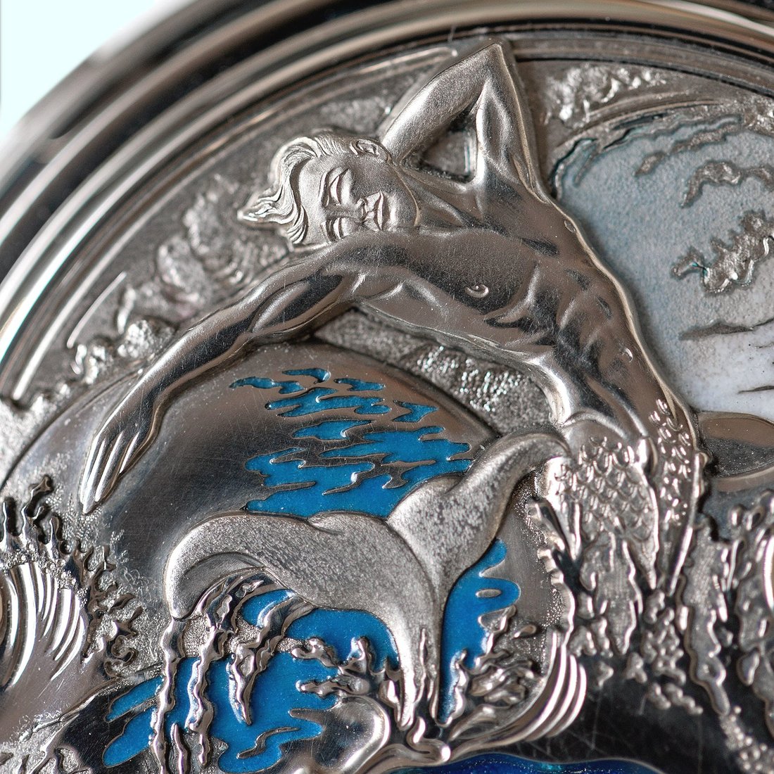 Sirene et Triton - Eddy Jaquet kabartma gravur makro