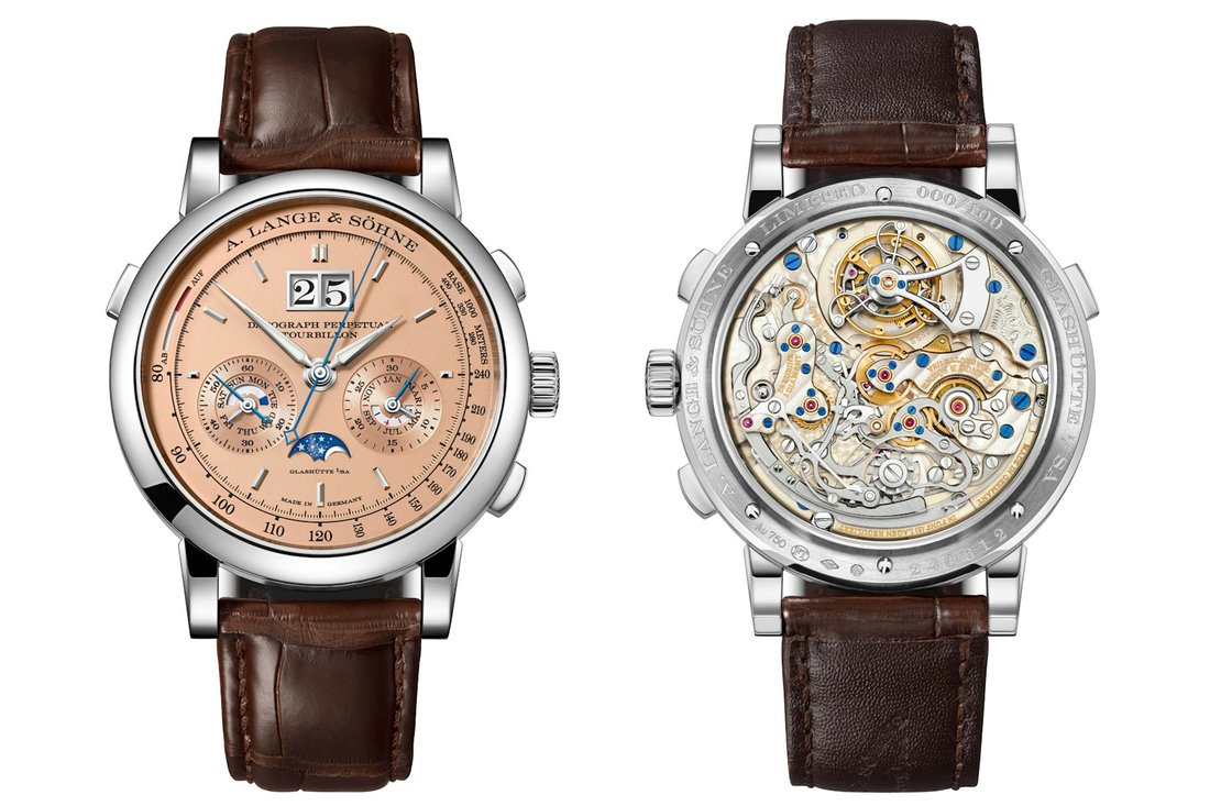 Datograph Perpetual Tourbillon: on ve arka, 100 adetlik somon edisyonu